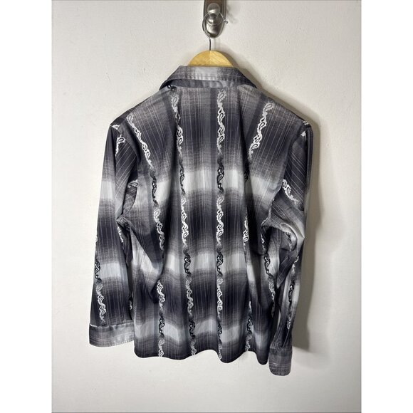 Vintage 1970s Capri West Disco Shirt Satin Print Big Collar Long Sleeve Men L - Picture 6 of 6